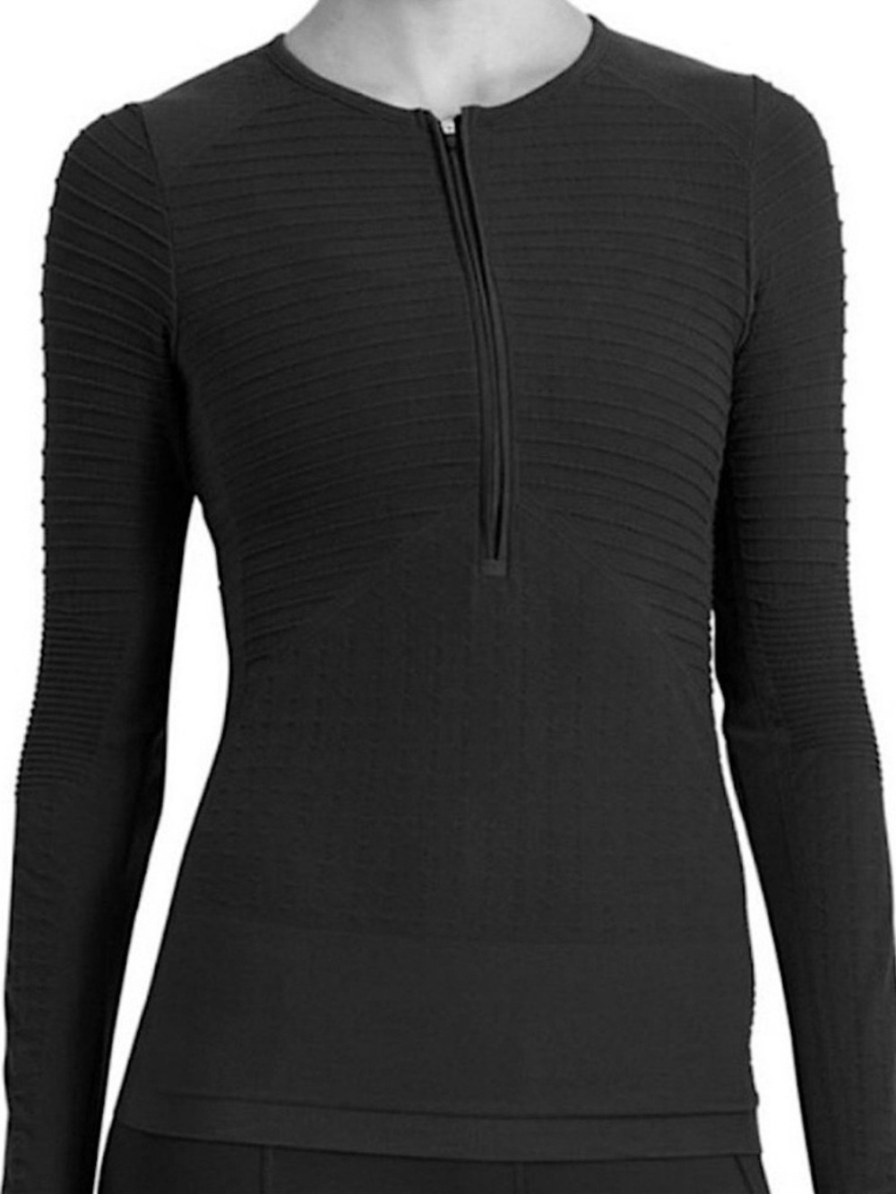 Derek Lam 10C X Athleta Black Zip Front Textured Top